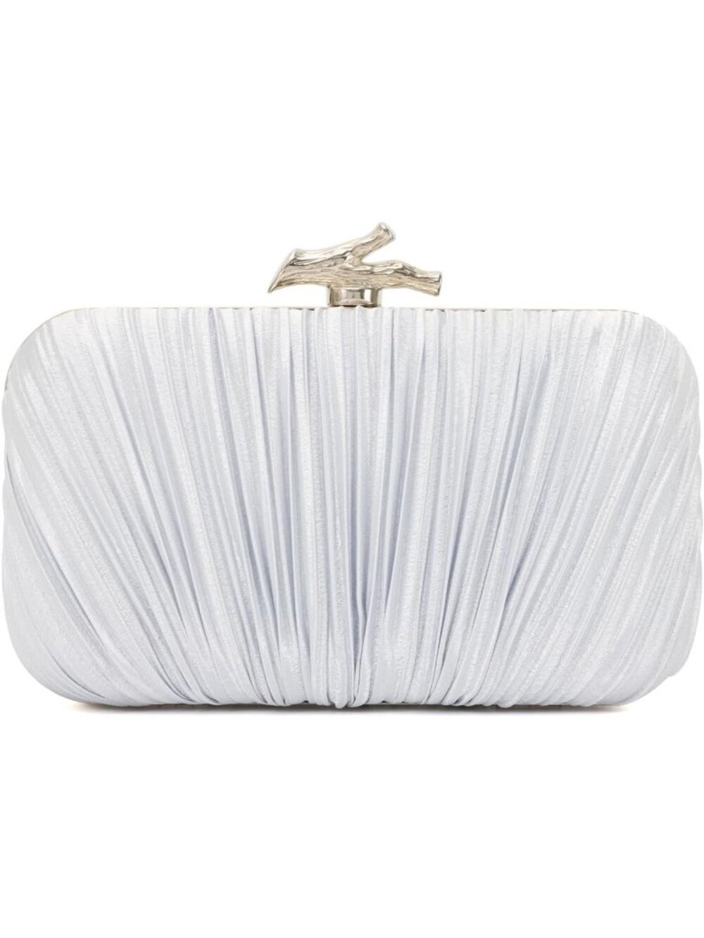 Women's Silver Pleated Clutch Purse For With Chain Wedding Party Evening Bag